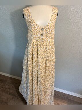 Vintage Compaigne Internationale Express Floral Yellow Maxi Dress Jumper Large